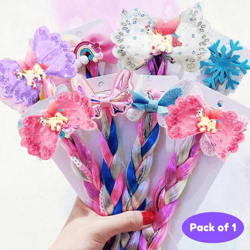 colorful unicorn hair color braiding clip (Pack of 1, Multicolor) - Puchku.in