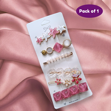 Stylish Pearl Barrettes Hair Pin Accessories Combo Set (Pack of 1, Golden Theme) - Puchku.in