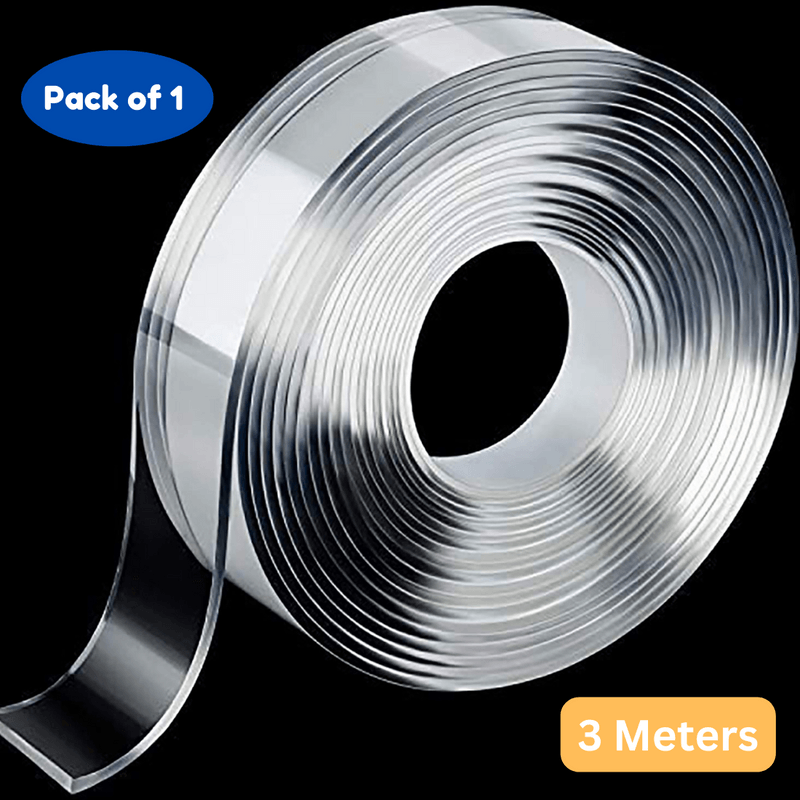 Double Sided Traceless Washable Adhesive Transparent Tape - White - Puchku.in