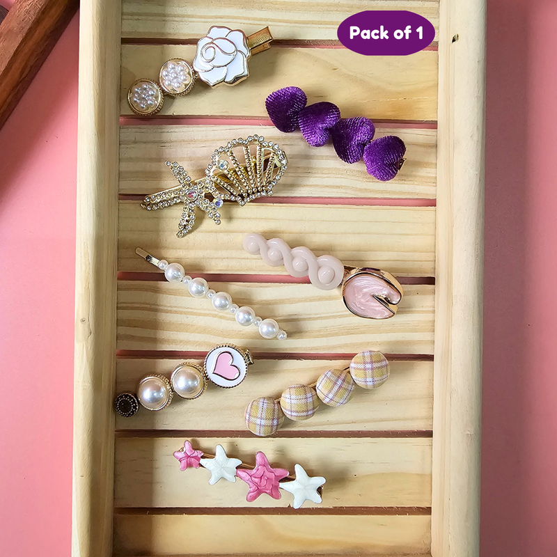 Set of Partywear Embellished Hair Clips for girls (Pack of 1,Random Design) - Puchku.in