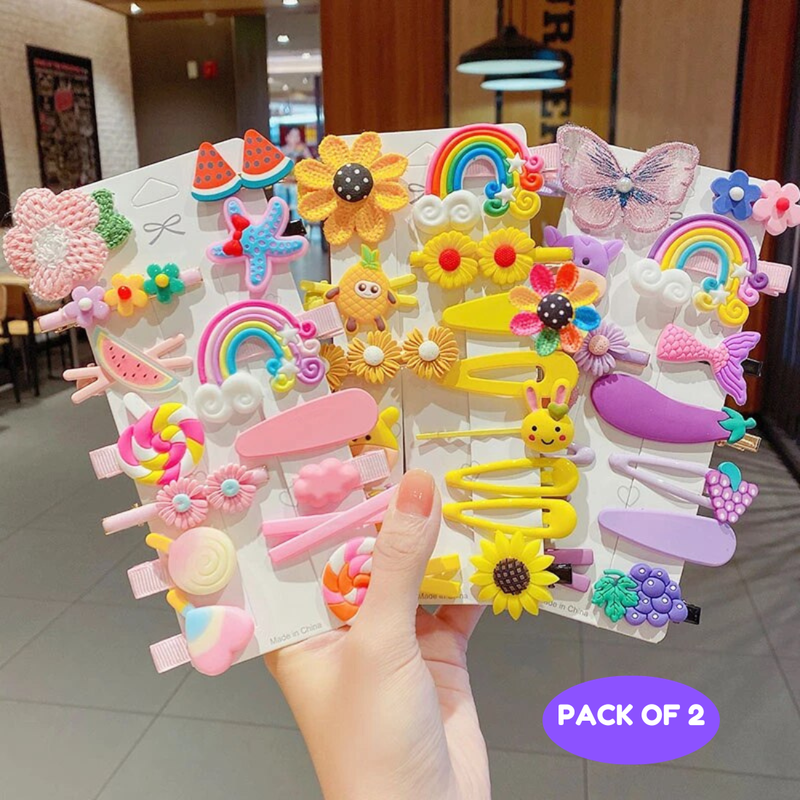 Puchku Unicorn Rainbow flower Butterfly Hair Clip 14 Pins -Multicolor Design - Puchku.in