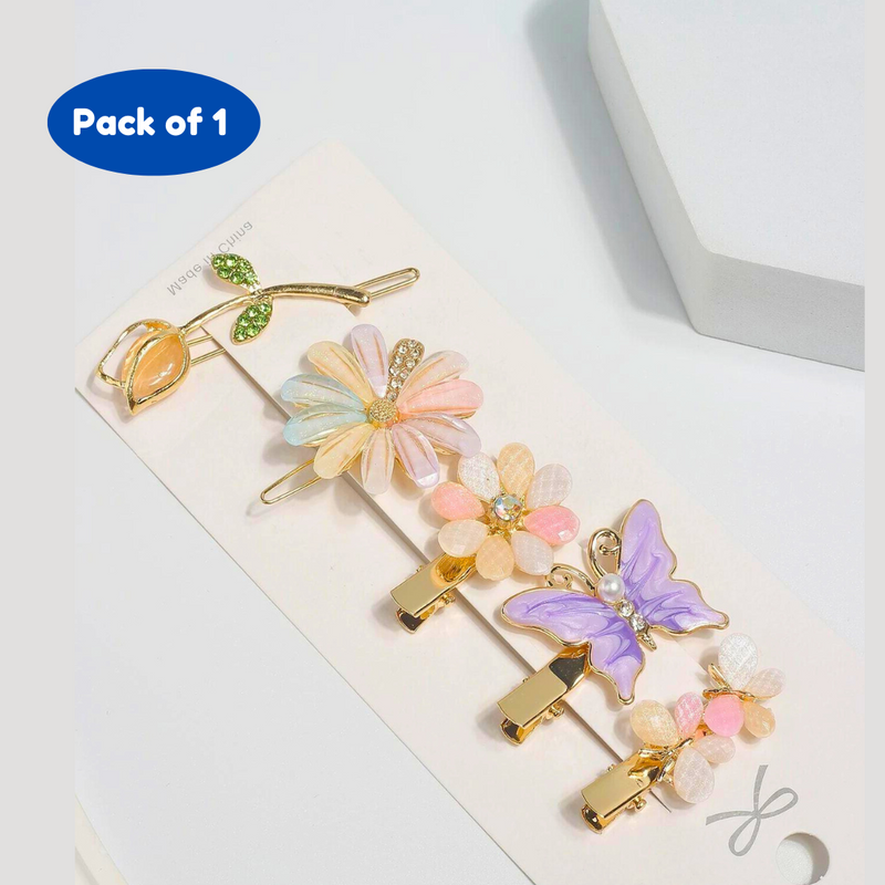 Rhinestone Pearl Hair clips for girls (Pack of 1, Multicolor) - Puchku.in