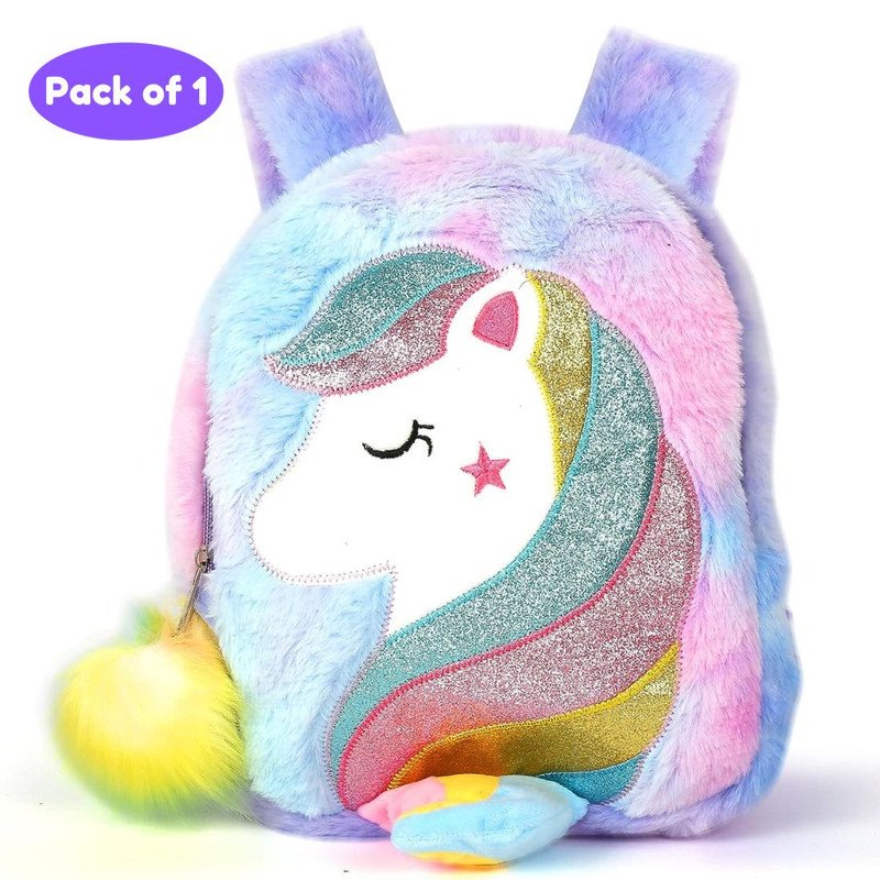 Unicorn Fur Bag for Kids Picnic Bag - Multicolor - Puchku.in