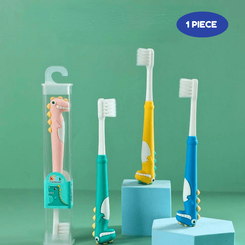 Dino Kids Toothbrush Extra Soft Bristles, Ergonomically Designed Grip For Boys Girls (Random design, Pack of 1) - Puchku.in