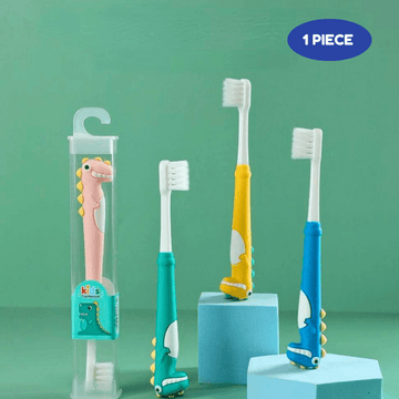 Dino Kids Toothbrush Extra Soft Bristles, Ergonomically Designed Grip For Boys Girls (Random design, Pack of 1) - Puchku.in