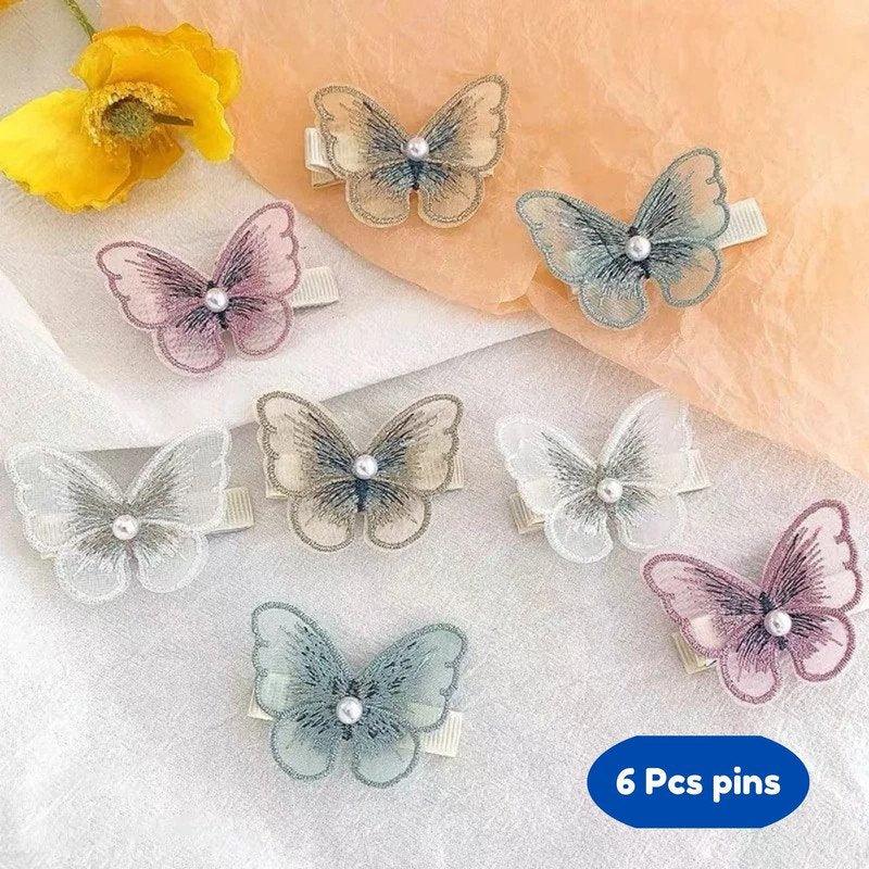 Butterfly Hair Clip Butterflies Hair Barrettes Hair Accessories for Girls (6 Pcs Random Color) - Puchku.in