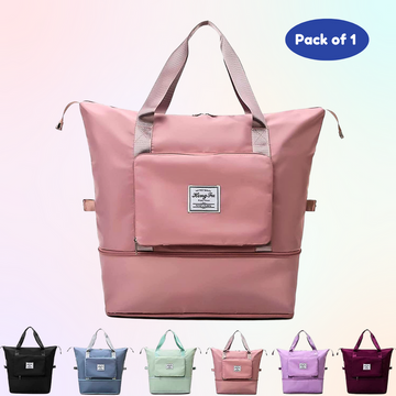 Folding Bag Waterproof Travel Duffle Bag Expandable Large Capacity Folding Lightweight Dry and Wet Separation Bag (Pack of 1, Random Color) - Puchku.in