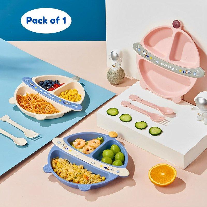 Baby Dinnerware set utensils for baby Divider Food Plate Space Theme (Pack of 1, Random Color) - Puchku.in