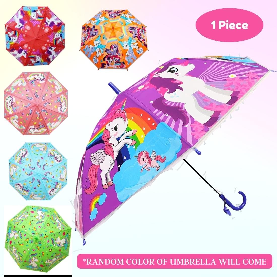 Unicorn print umbrella for girls kids with random design of unicorn (Multicolor,Pack of 1) - Puchku.in