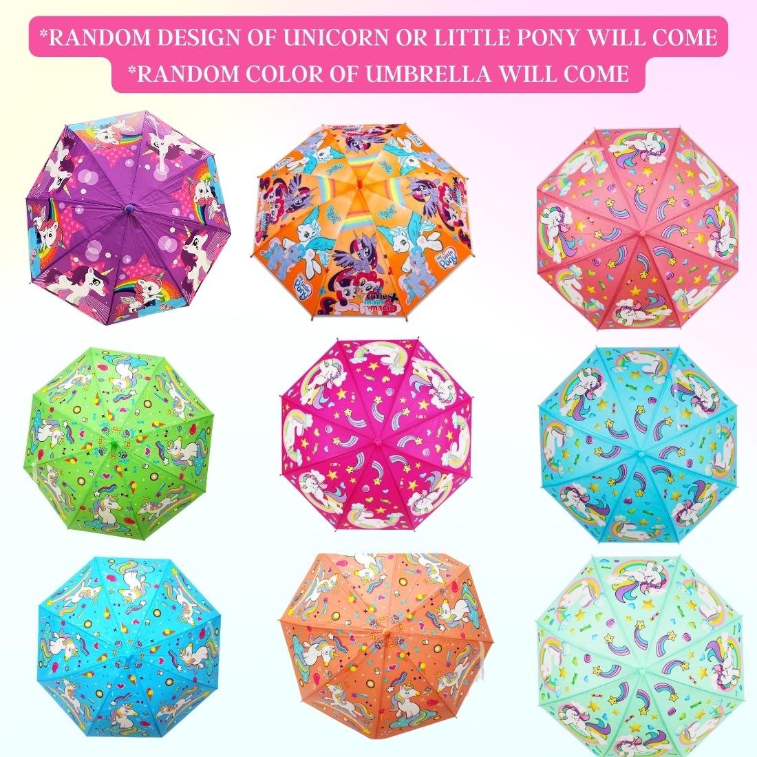 Unicorn print umbrella for girls kids with random design of unicorn (Multicolor,Pack of 1) - Puchku.in