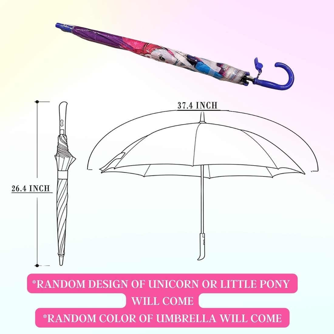 Unicorn print umbrella for girls kids with random design of unicorn (Multicolor,Pack of 1) - Puchku.in