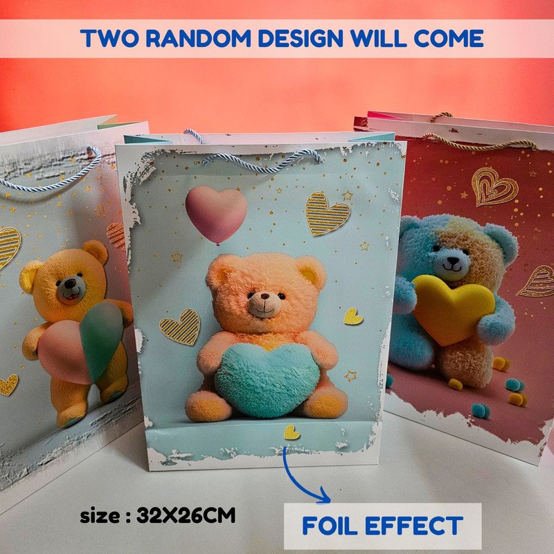 Foil Print Gift Paper Bag ( Pack of 1, Random Design ) - Puchku.in