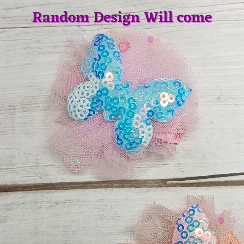 Handmade Rhinestone Embellished bow for girls Hair clip (Pack of 6, Random Design & color) - Puchku.in