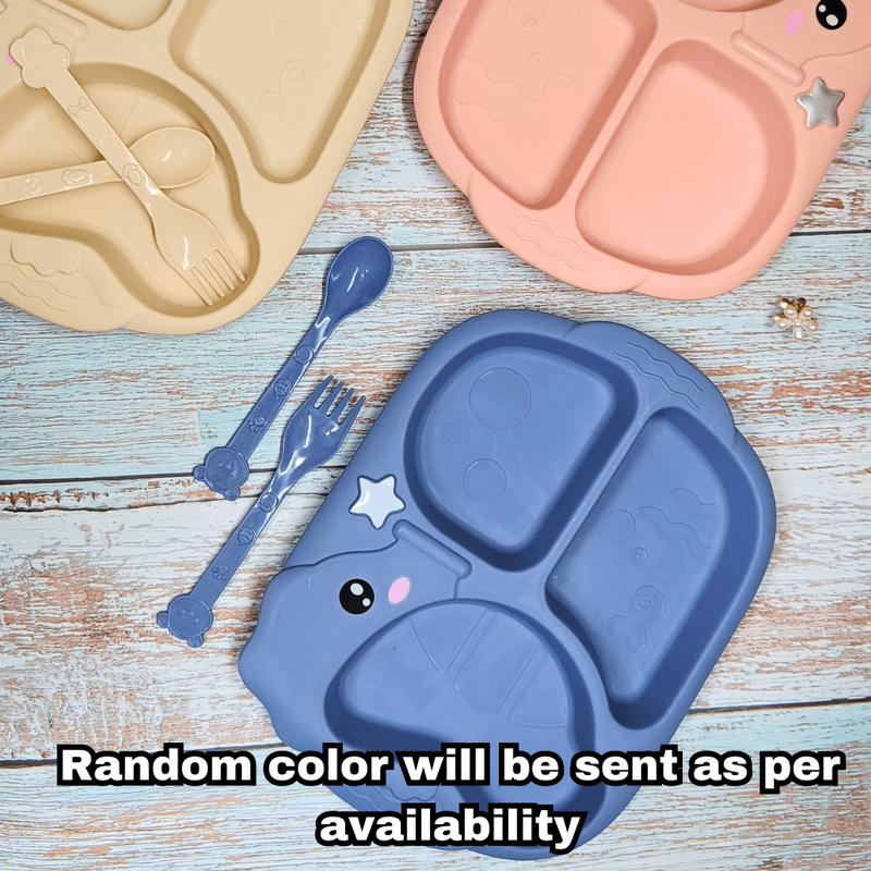 Baby Dinnerware set utensils for baby Divider Food Plate (Pack of 1, Random Color) - Puchku.in