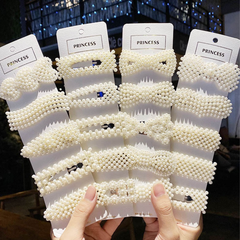 Pearl Metal Hair Clips Pins For Hair Styling/ Ties Hair for kids Girls, Elegant Handmade Fashion Hair Accessories (Ramdom Design, 12 Pieces) - Puchku.in