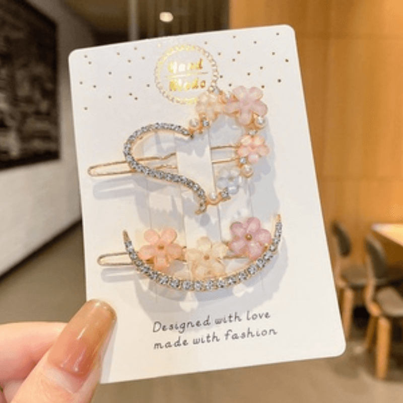 Fancy Pearl Resin Acrylic Hair Clips Rhinestone Bobby Pins for Girls (6 Pieces, Multicolor) - Puchku.in