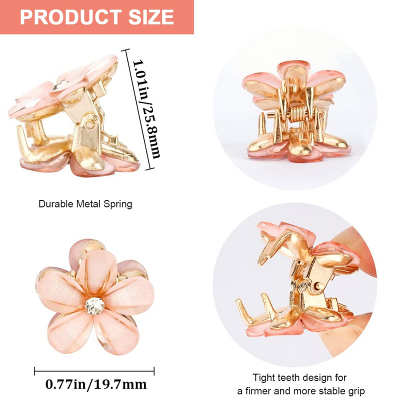 Flower Hair Mini rhinestone Clutcher Hair Accessories for Girls kids gifts (Multicolor, 12 pieces) - Puchku.in