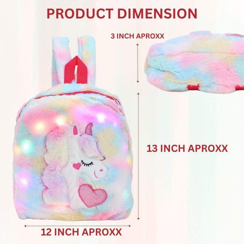 Unicorn Fur Bag Backpack for Kids Picnic Bag - Multicolor , 1 Piece - Puchku.in