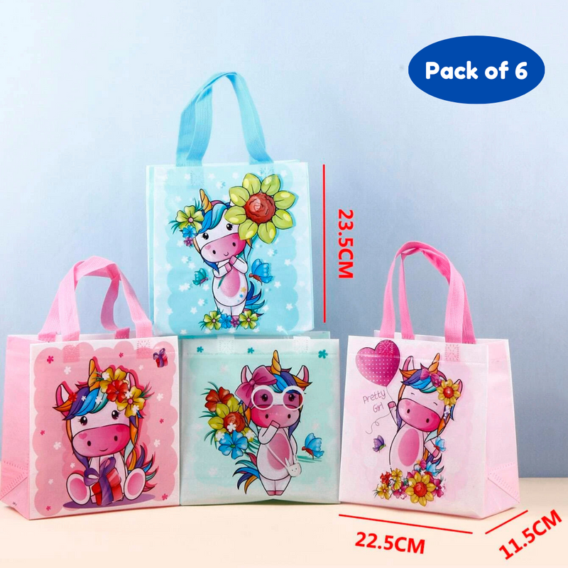 Unicorn Theme Paper Bags/Return Gifts for Birthday for Kids/Multicolor (Pack of 6, Multicolor) - Puchku.in
