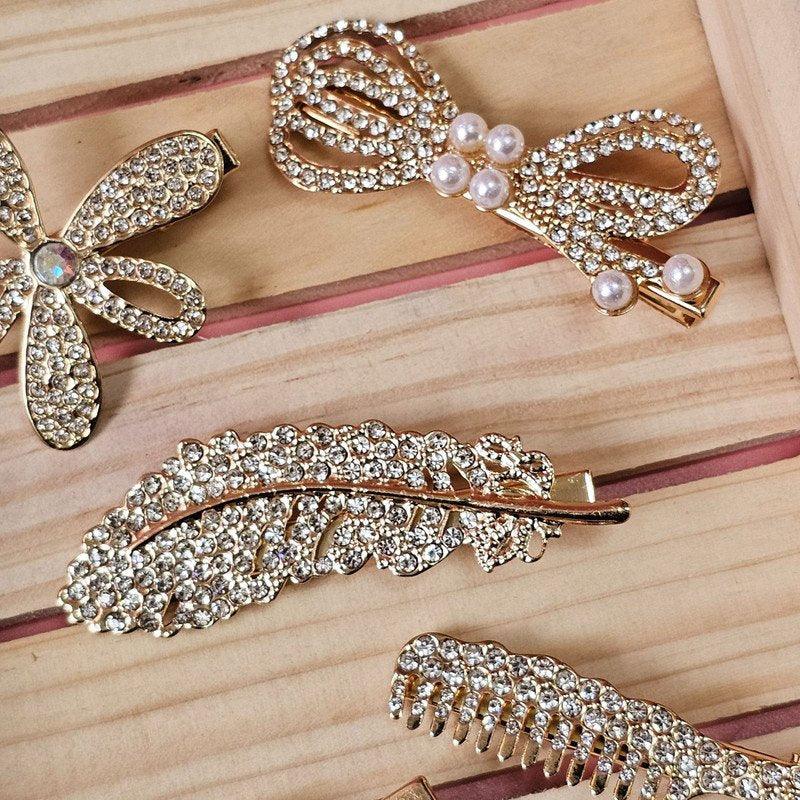 Embellised hair Pin and clip set Partywear casual ( Pack of 1, Multicolor) - Puchku.in