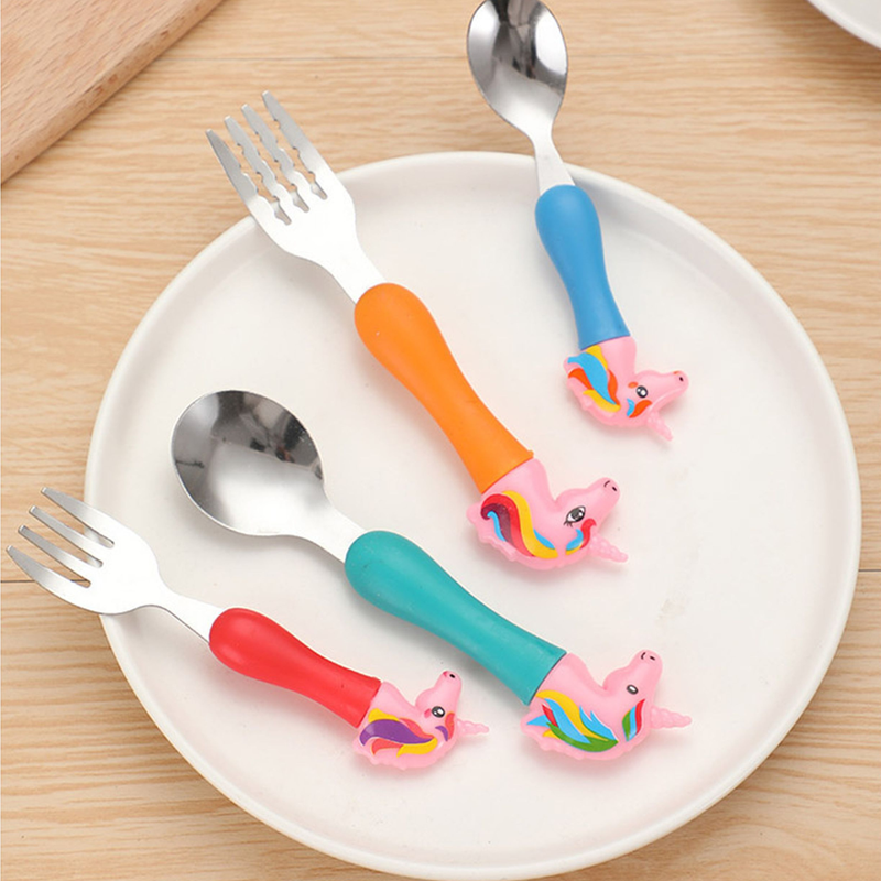 Stainless Steel Pink Unicorn Spoon & Fork Set (Multicolor , pack of 1) - Puchku.in