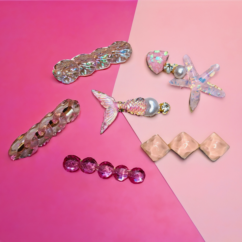 Stylish Pearl star Fish Sea Barrettes Hair Pin Accessories Combo Set (Pack of 1, Pink Theme) - Puchku.in