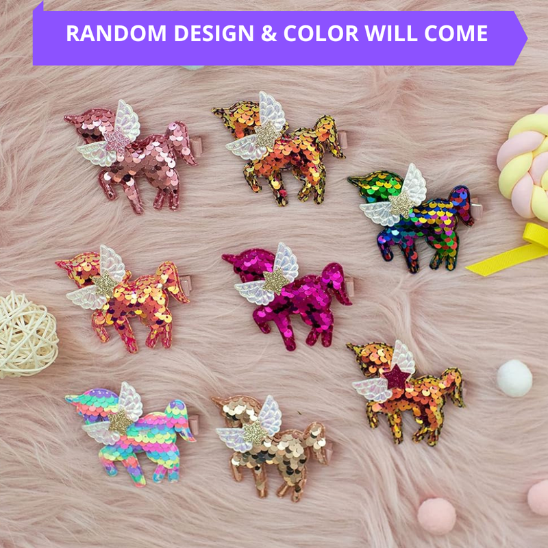 Unicorn Sequence Alligator Hair clip (Pack of 3, Multicolor) - Puchku.in