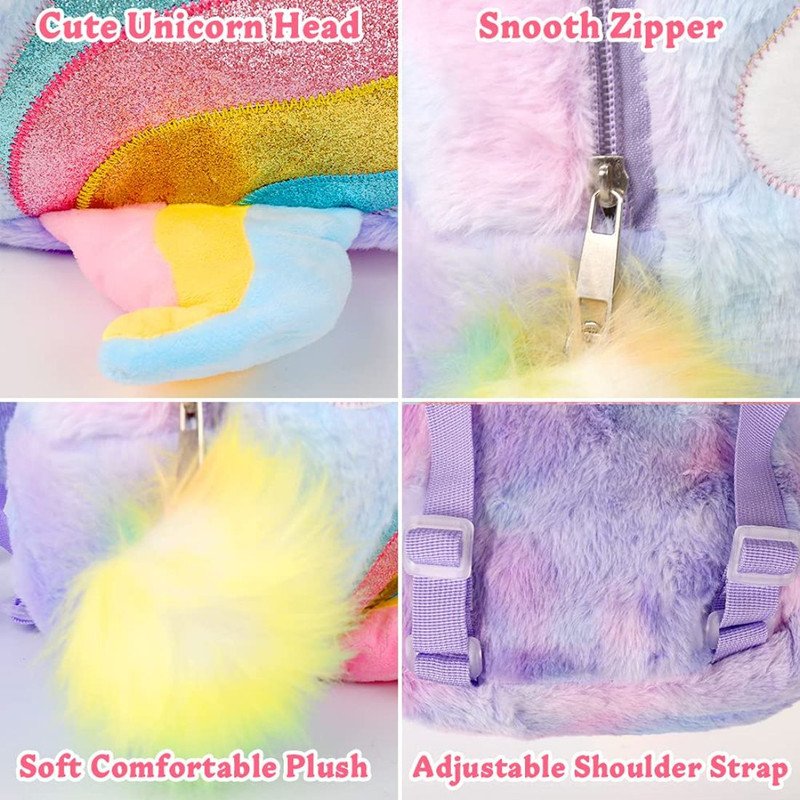 Unicorn Fur Bag for Kids Picnic Bag - Multicolor - Puchku.in