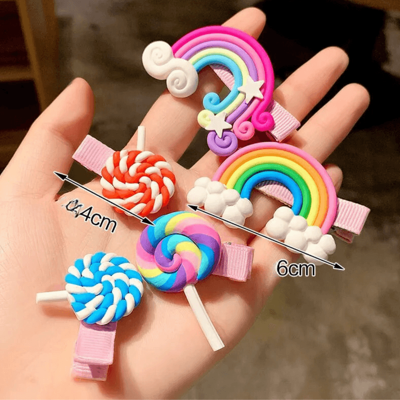 Cute Rainbow Star Flower Hairpins For girls kids (Pack of 1, Random Design) - Puchku.in