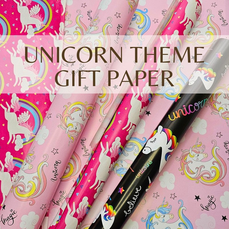 Unicorn Gift Wrapping Paper for Gift Wrap (Random Unicorn Design, 6 Sheets) - Puchku.in