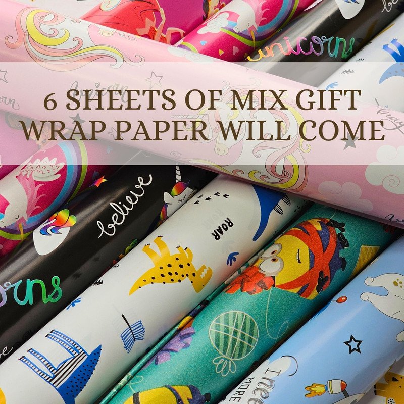 Mix Prints Gift Wrapping Paper for Gift Wrap (Random Mix Design , 6 Sheets) - Puchku.in
