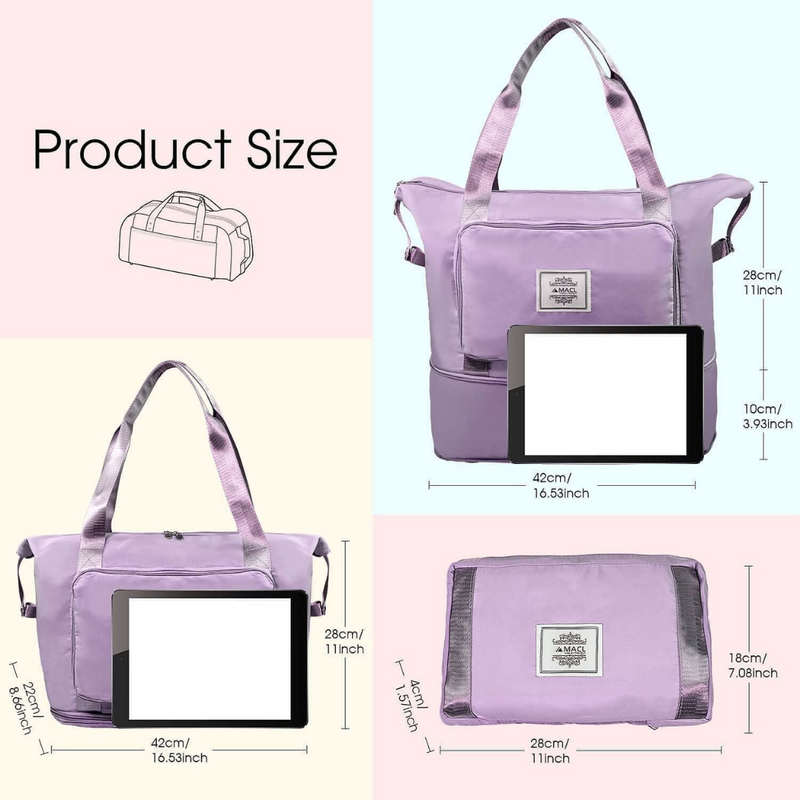 Folding Bag Waterproof Travel Duffle Bag Expandable Large Capacity Folding Lightweight Dry and Wet Separation Bag (Pack of 1, Random Color) - Puchku.in