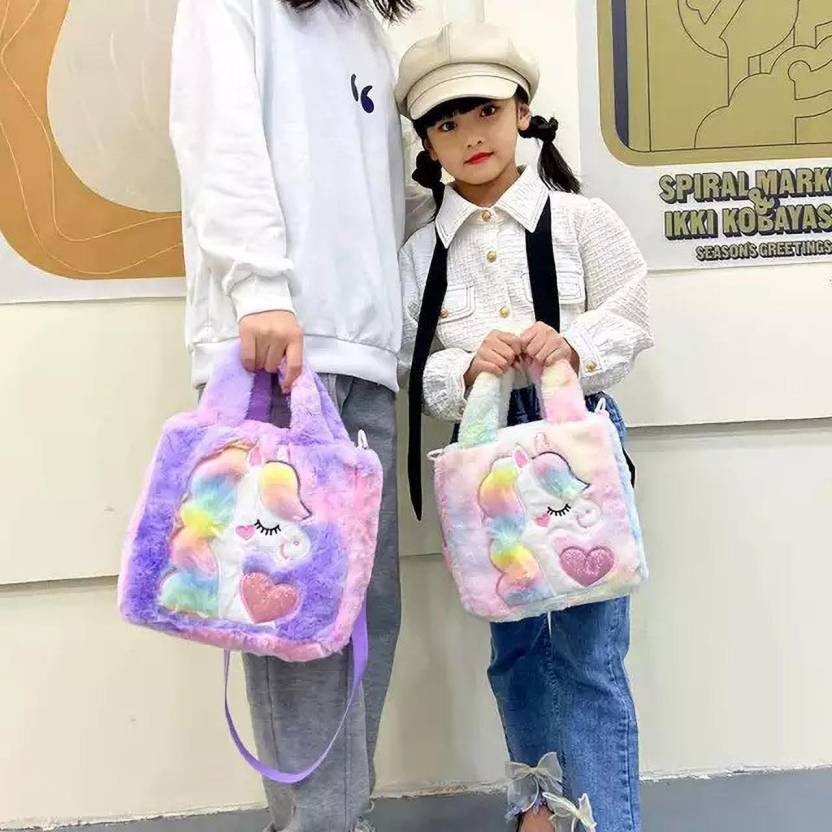 Kids Cute Unicorn Plush Shoulder Bag Girl Children Handbag birthday gift (Multicolor, Pack of 1) - Puchku.in
