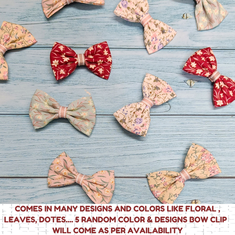 Printed kids alligator bow hair clips for Kids (Pack of 5, Multiprint) - Puchku.in