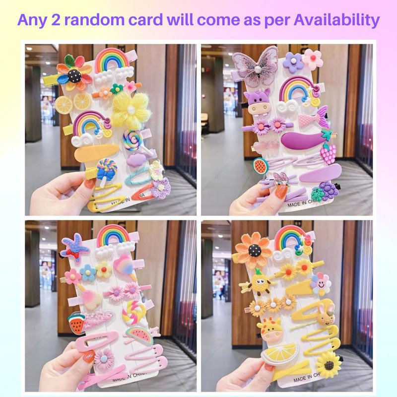 Unicorn Rainbow Flower Butterfly Hair Clip 14 Pins - (Multicolour, Pack of 2) - Puchku.in