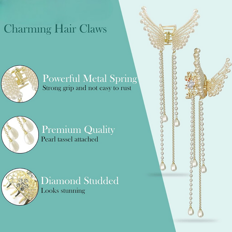 Hair Accessories Hair Butterfly claw clip (Pack of 1, Gold) - Puchku.in