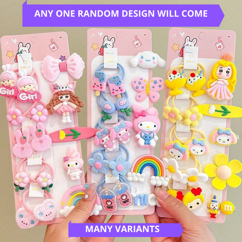 Puchku Unicorn Rainbow Doll flower Butterfly Hair Clip 10 Pcs hair pins & ties - Random color & Design - Puchku.in