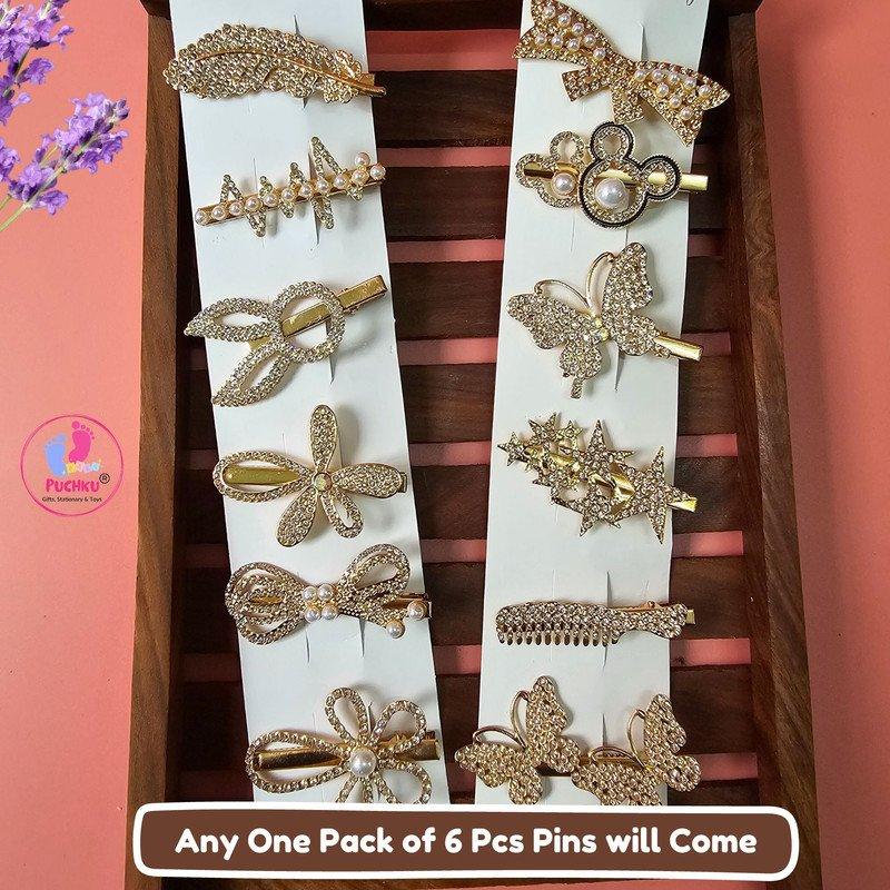 Embellised hair Pin and clip set Partywear casual ( Pack of 1, Multicolor) - Puchku.in