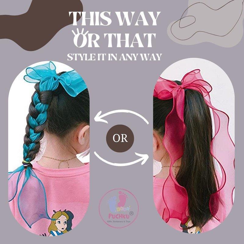2 Pcs Hair Bow for Girls Kids Cute Ribbon (Pack of 2, Multicolor) - Puchku.in