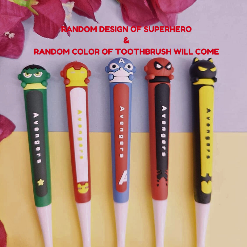 Superheroes Kids Toothbrush Extra Soft Bristles ,Ergonomically Designed Grip For Boys girls (Random design,Pack of 1) - Puchku.in