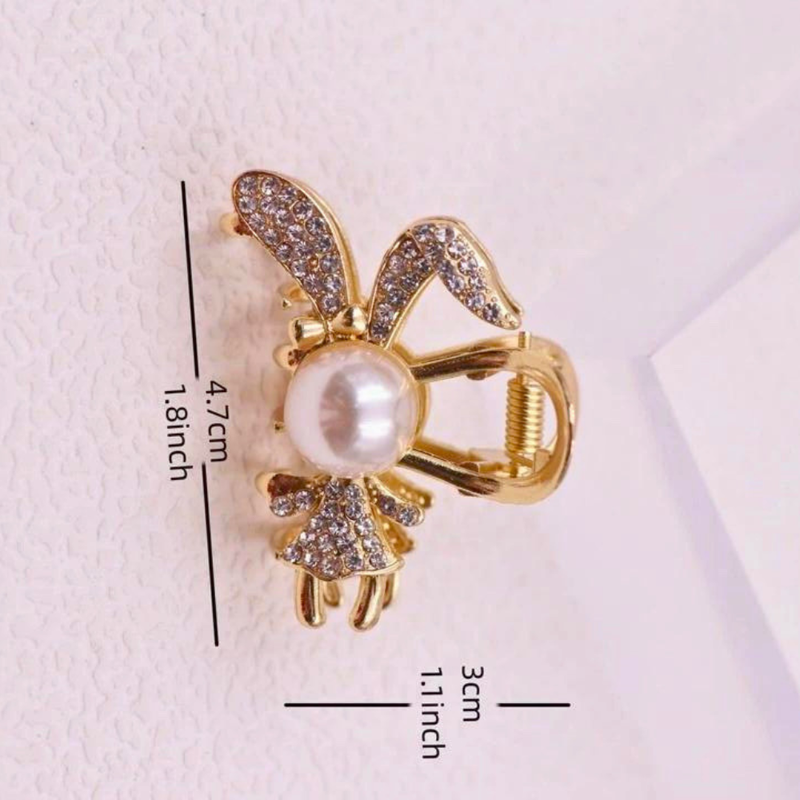 Rhinestone Bunny Hair Claw Clutcher cute for kids girls ( Pack of 1 , Gold ) - Puchku.in