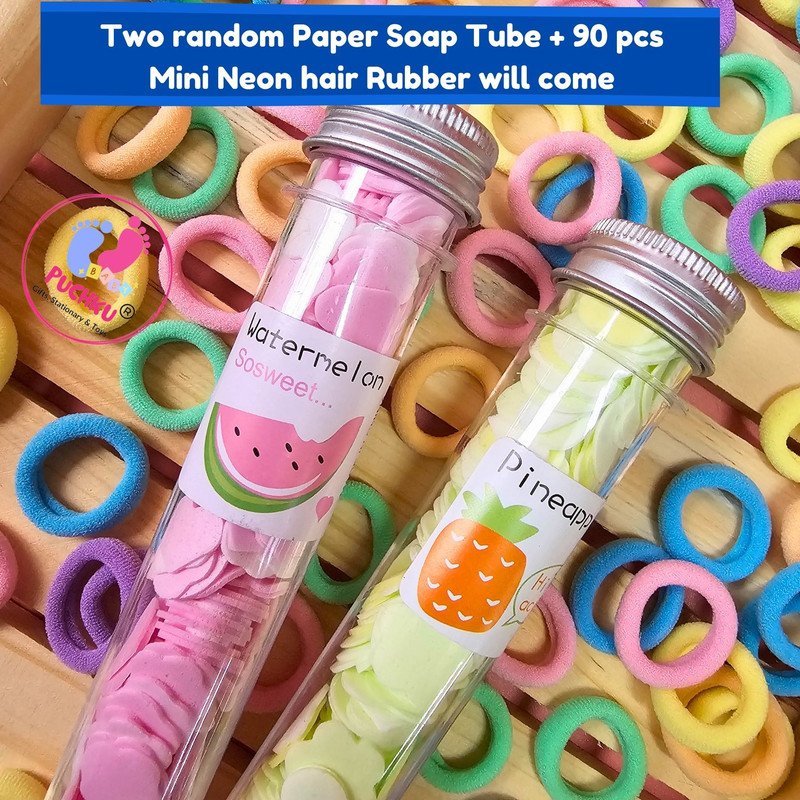 Pastel Mini Hair Ties with Test Tube Travel Mini Soap Paper (Pack of 3, Multicolor) - Puchku.in