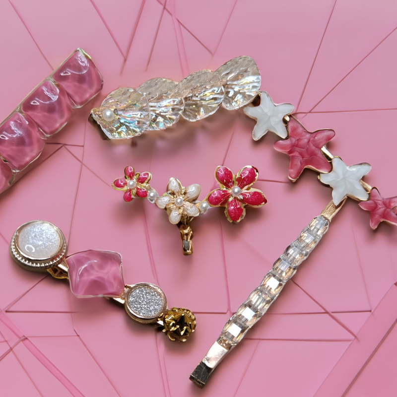 Stylish Pearl Barrettes Hair Pin Accessories Combo Set (Pack of 1, Golden Theme) - Puchku.in