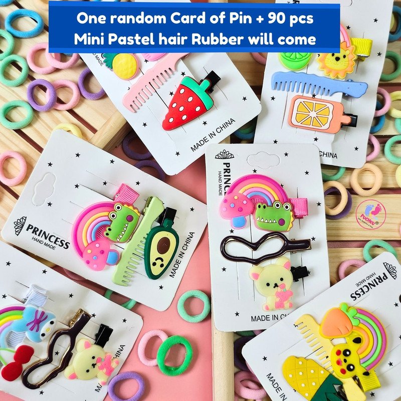 Pastel Mini Hair Ties , Rainbow Flower Butterfly Hair Clip Pins (Pack of 2, Multicolor) - Puchku.in