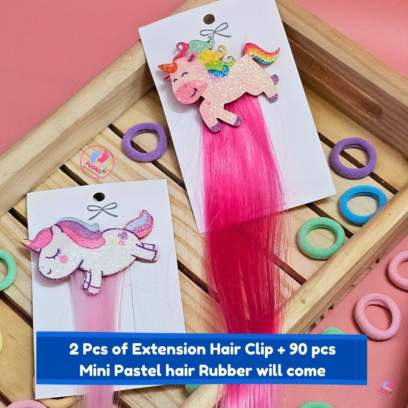 Pastel Mini Hair Ties with Unicorn Rainbow Braiding hair clip(Pack of 3, Multicolor) - Puchku.in