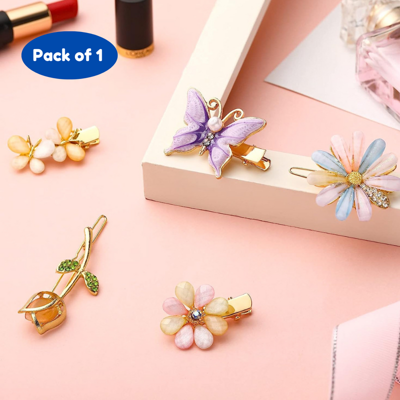 Rhinestone Pearl Hair clips for girls (Pack of 1, Multicolor) - Puchku.in