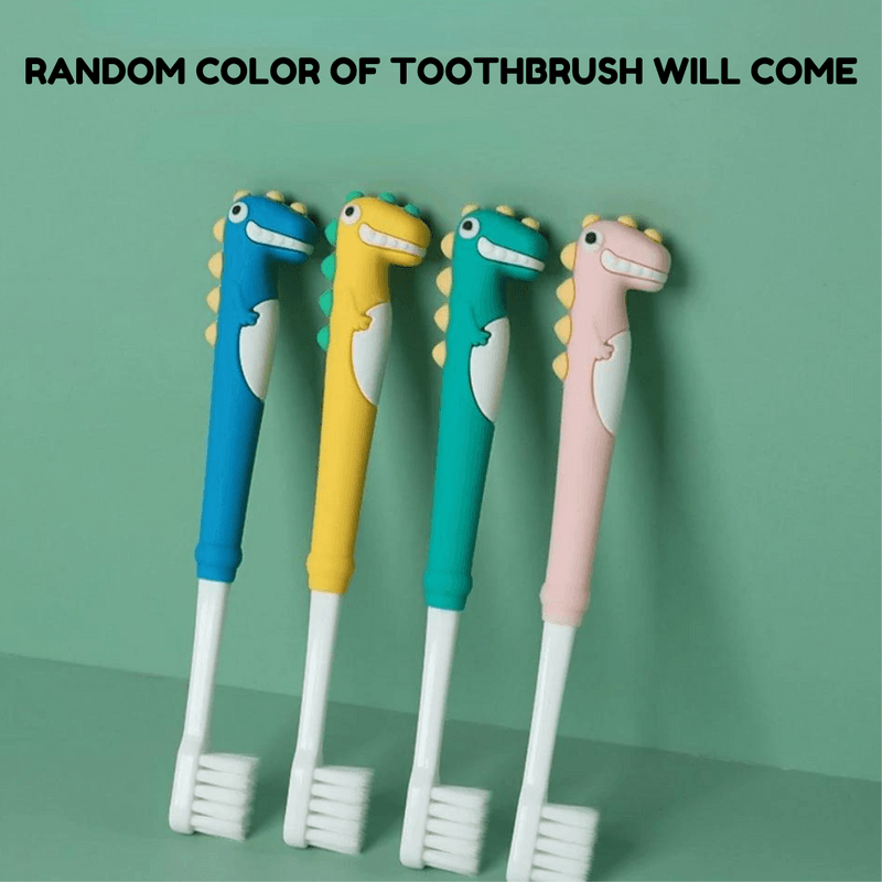 Dino Kids Toothbrush Extra Soft Bristles, Ergonomically Designed Grip For Boys Girls (Random design, Pack of 1) - Puchku.in