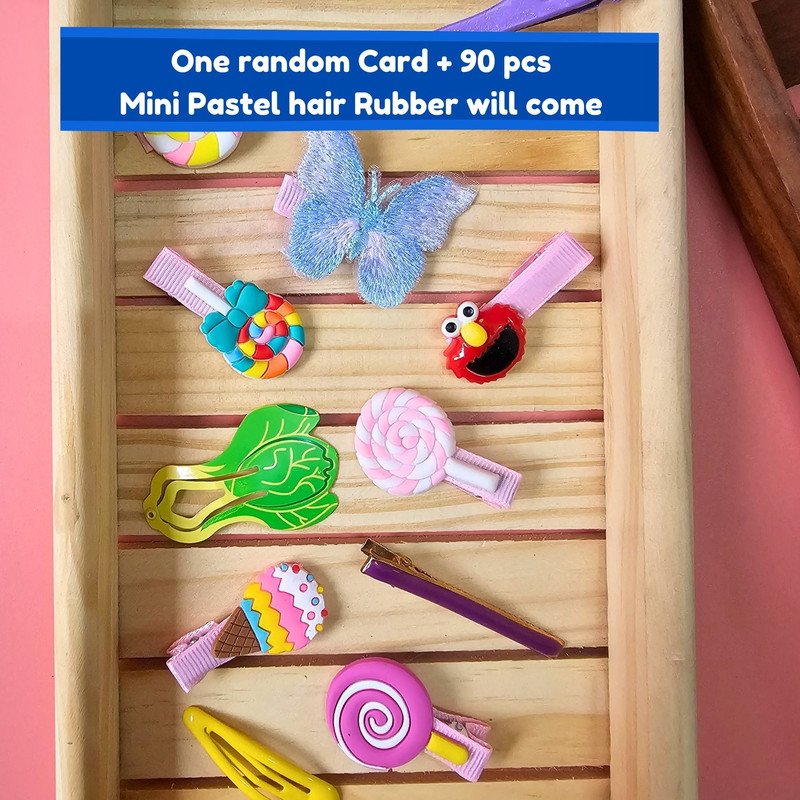 Pastel Mini Hair Ties with Unicorn Rainbow Flower Cancy hair Clip Set (Pack of 2, Multicolor) - Puchku.in