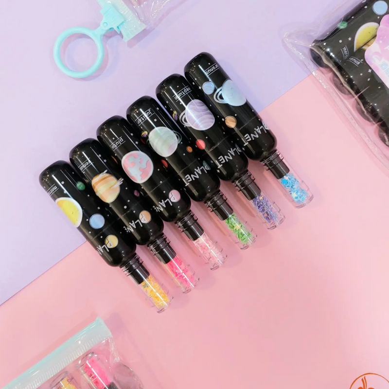 Space Theme Bottle Shape Highlighters | Set Of 6 | Fine Grip Marker Pen | Ideal For Office Stationery & Kids - Puchku.in