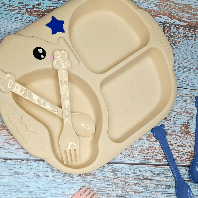 Baby Dinnerware set utensils for baby Divider Food Plate (Pack of 1, Random Color) - Puchku.in